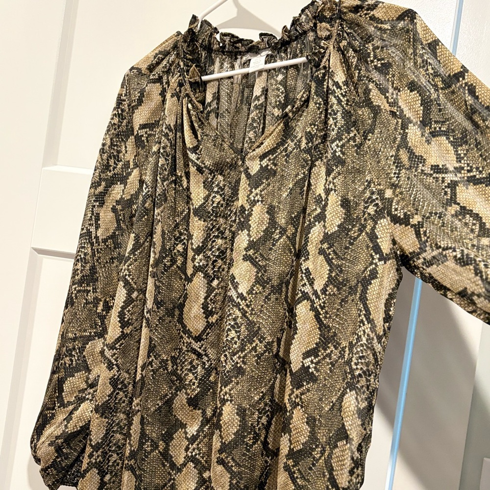 H&M Snake Print Blouse - Black and Tan